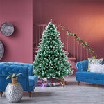 6ft 1111 Branch Tips Unlit Snowy Hinged Artificial Christmas Tree with  Metal Stand