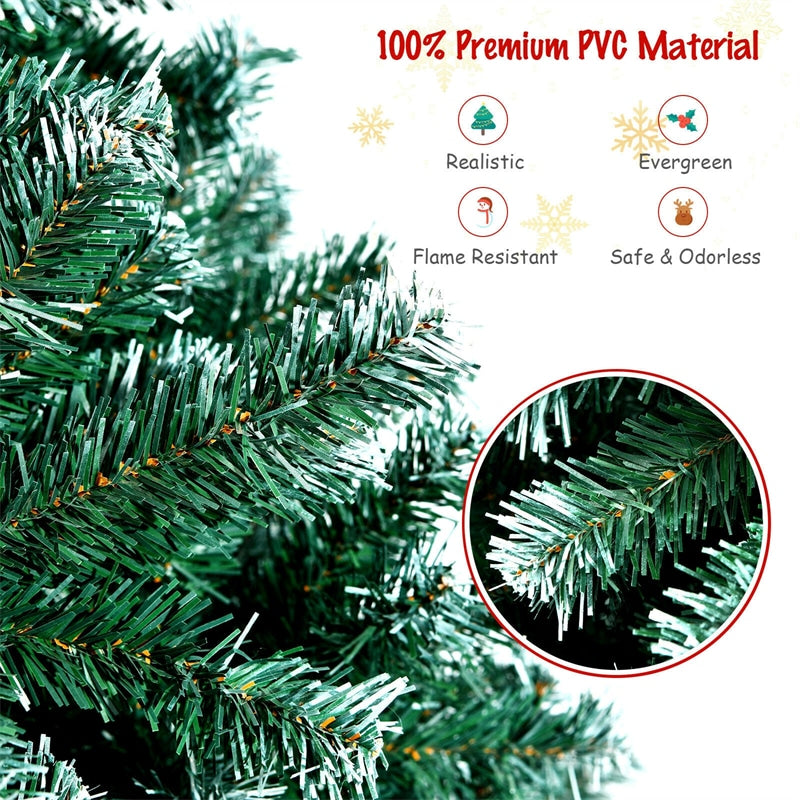 6ft 1111 Branch Tips Unlit Snowy Hinged Artificial Christmas Tree with  Metal Stand