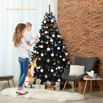 6 ft Black Christmas Tree Hinged Artificial Halloween Tree with Metal Stand
