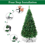 6ft Artificial Christmas Tree Green Xmas Tree with Solid Metal Stand for Indoor Outdoor Holiday Decoration