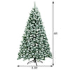 6ft Pre-Lit Snowy Artificial Christmas Tree Flocked Xmas Tree with 250 LED Lights & Metal Stand for Holiday Decoration