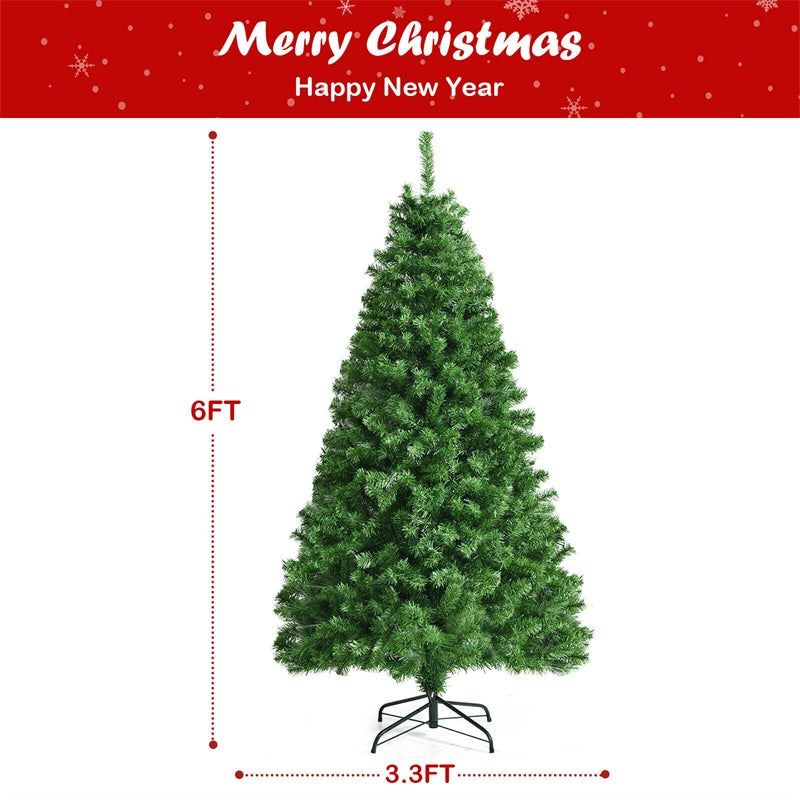 6ft Fiber Optic Christmas Tree PreLit Spruce Artificial Xmas Tree with Solid Metal Stand