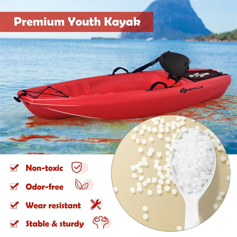 6ft Sit-On-Top Youth Kayak Kids Kayak with Paddle and Folding Backrest