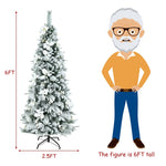 6ft Snow Flocked Pencil Artificial Christmas Tree Holiday Decoration