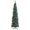 6ft Snow Flocked Slim Artificial Pencil Christmas Tree with Pine Cones Metal Stand