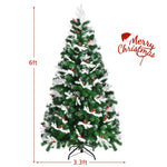 6ft Unlit Snow Flocked Hinged Christmas Tree with Folding Metal Stand