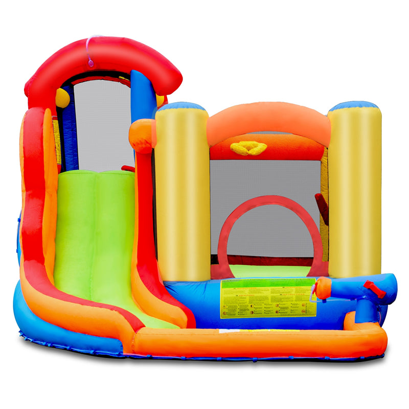 6 in 1 Kids Inflatable Water Slide Jumping Castle Splash Pool with 740W Blower