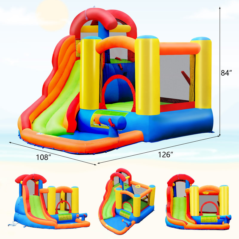 6 in 1 Kids Inflatable Water Slide Jumping Castle Splash Pool without Blower