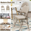 6 PCS Fabric Upholstered Folding Chairs Portable Dining Chairs Backrest with Handle Hole & Metal Frame