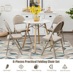 6 Pack Padded Folding Chairs Portable Fabric Dining Chairs Home Office Wedding Party Chairs with Upholstered Seat & Handle Hole