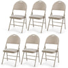6 PCS Fabric Upholstered Folding Chairs Portable Dining Chairs Backrest with Handle Hole & Metal Frame