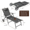 7-Position Adjustable Outdoor Patio Folding Chaise Lounge Chair with Wheels & Removable Headrest