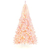 7.5ft Pink Pre-Lit Christmas Tree Hinged Artificial Snow Flocked Xmas Tree with 1100 PVC Branch Tips 450 LED Lights 8 Lighting Modes