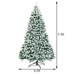 7.5ft Pre-Lit Artificial Christmas Tree Snow Flocked Xmas Tree with 550 LED Lights & Metal Stand for Holiday Decoration