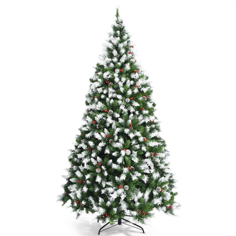 7.5ft Pre-lit Snow Flocked Artificial Christmas Tree with 550 LED Lights