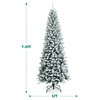 7.5ft Snow Flocked Pencil Christmas Tree Hinged Artificial Slim Xmas Tree with 1189 Branch Tips & Metal Stand