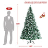 7.5ft Unlit Artificial Snow Flocked Christmas Tree with Pine Cones and Metal Stand