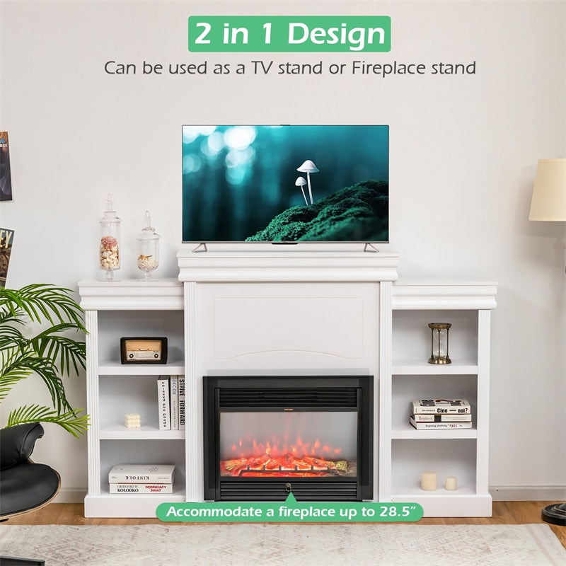 70" Modern Electric Fireplace TV Stand Entertainment Center Freestanding Mantel Stand for Livingroom Bedroom