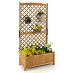 Wooden Raised Garden Bed 71” High Planter with Trellis for Plant Flower Climbing Pot Hanging