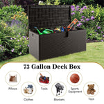 73 Gallon Patio Deck Box All Weather Outdoor Storage Container with Lockable Lid for Yard Garden
