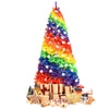 7FT Colorful Rainbow Christmas Tree Hinged Artificial Full Fir Xmas Tree with Metal Stand