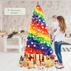 7FT Colorful Rainbow Full Fir Hinged Christmas Tree with Metal Stand