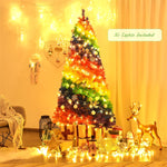 7FT Colorful Rainbow Christmas Tree Hinged Artificial Full Fir Xmas Tree with Metal Stand