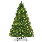 7FT Pre-Lit Hinged Spruce PVC Artificial Christmas Tree with 300 LED Lights