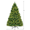7FT Pre-Lit Hinged Spruce PVC Artificial Christmas Tree with 300 LED Lights