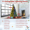 7FT Pre-Lit Snowy Hinged Artificial Christmas Tree with Multicolor LED Lights and Flash Modes