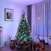 7FT Pre-lit Artificial Christmas Tree Hinged Xmas Tree 1570 PVC Branch 11 Flash Modes with Multicolored 500 LED Lights & Metal Stand