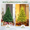 7FT Pre-lit Hinged Artificial Christmas Tree with 1233 Glitter Tips and 500 LED Lights