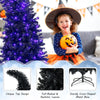 7Ft Pre-Lit Black Christmas Tree Hinged Artificial Halloween Tree with 1050 Tips & 8 Flash Modes 400 Lights
