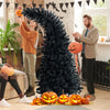 7Ft Pre-Lit Black Halloween Tree Hinged Artificial Christmas Tree with 1050 Tips & 8 Flash Modes 400 Lights
