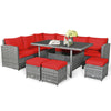 7 PCS Resin Wicker Outdoor Sectional Rattan Patio Seating Group with Ottomans & Cushions