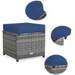 7 PCS Resin Wicker Outdoor Sectional Sofa Set Rattan Patio Seating Group with Dining Table, Ottomans & Cushions