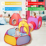 7pcs Kids Pop-up Ball Pit Play Tents & Tunnels Children Playhouse Tent with Basketball Hoop & Travel Storage Bag
