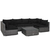 7 Piece Wicker Outdoor Sectional Set Rattan Patio Modular Sofa Set with Cushions & Coffee Table