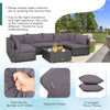 7 Piece Wicker Modular Outdoor Sectional Rattan Patio Sofa Set with Cushions & Coffee Table