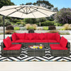 7 Piece Wicker Outdoor Sectional Set Rattan Patio Modular Sofa Set with Cushions & Coffee Table