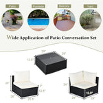 7-Piece PE Rattan Outdoor Sectional Sofa with Tempered Glass Top Table & Cushions, Wicker Patio Furniture Set for Garden Poolside Balcony