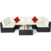 7 Piece Outdoor Wicker Sectional Sofa Patio Rattan Conversation Set with Coffee Table & Cushions