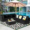 7 Piece Outdoor Wicker Sectional Sofa Patio Rattan Conversation Set with Coffee Table & Cushions