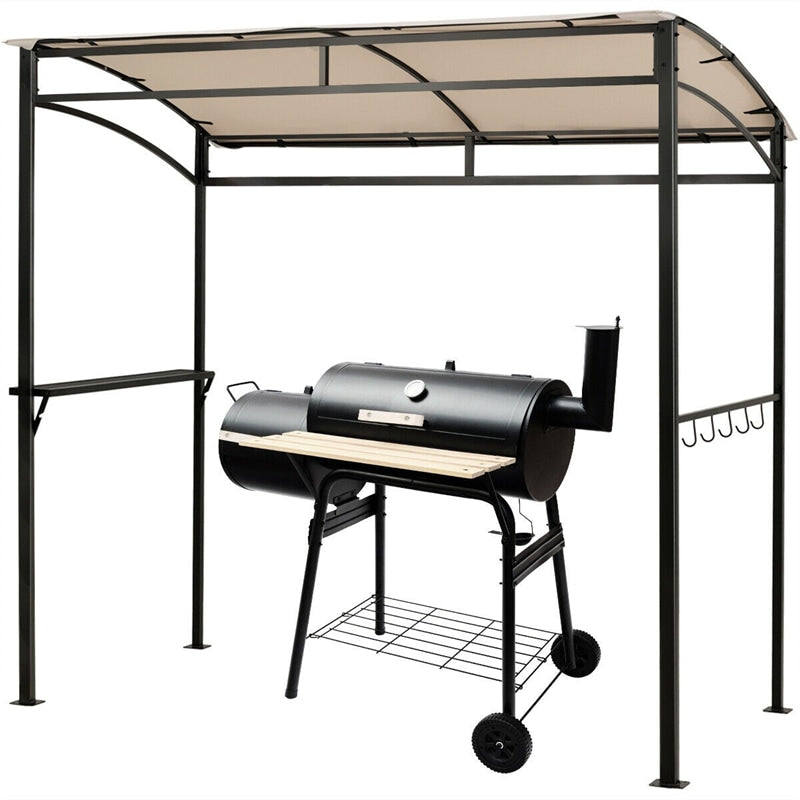 7' x 4.5' Outdoor Grill Gazebo Patio Garden BBQ Canopy Shelter with Serving Shelf & Storage Hooks