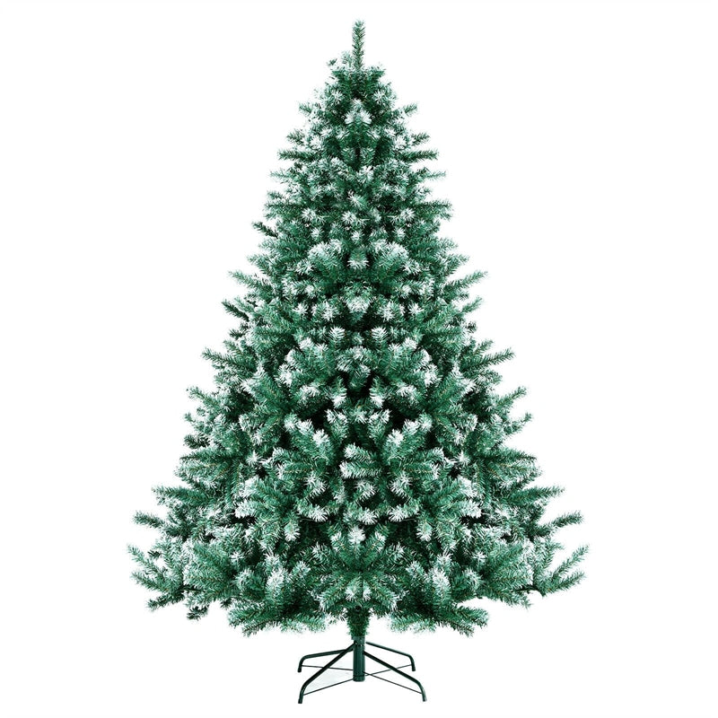 7ft 1615 Branch Tips Unlit Snowy Hinged Artificial Christmas Tree with  Metal Stand