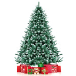 7ft 1615 Branch Tips Unlit Snowy Hinged Artificial Christmas Tree with  Metal Stand