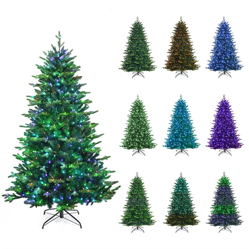 7ft Pre-lit Hinged Artificial Christmas Tree with APP Controlled LED Lights