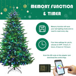 7ft Pre-lit Artificial Christmas Tree APP Controlled Hinged Xmas Tree with 540 Color Changing LED Lights & Folding Metal Stand