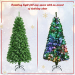 7ft Pre-lit Multi-Colored Fiber Optic Christmas Tree Spruce Artificial Xmas Tree with Metal Stand