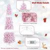 7ft Pre-Lit Pencil Christmas Tree Snow Flocked Hinged Xmas Tree with 800 Branch Tips 300 LED Lights 8 Lighting Modes